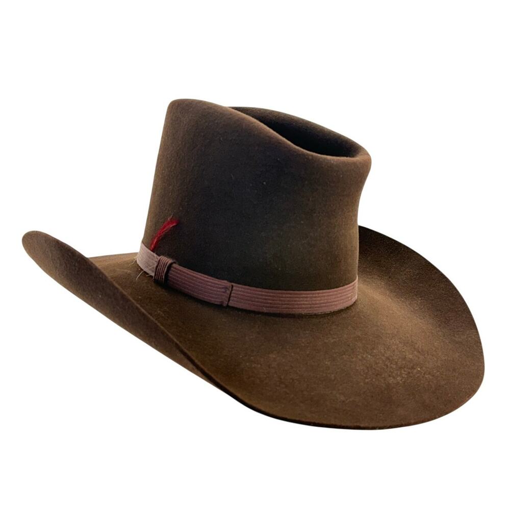 Vintage 80s Resistol 5X Beaver Felt Western Cowboy Hat Brown 6 7/8 USA